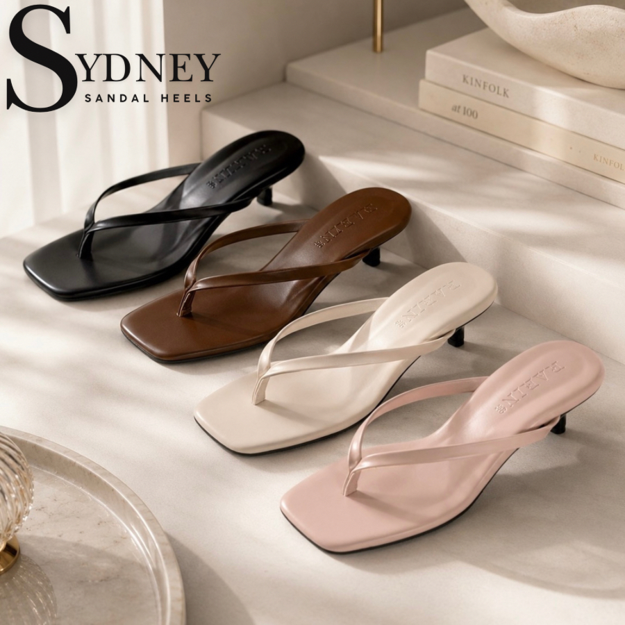 Rarin รุ่น [ Sydney ] Sandals heels 1 inch  36-41 รองเท้าแตะมีส้น ความสูง 1 นิ้ว **เท้าไม่เรียวบวกเพิ่ม 1 ไซส์**