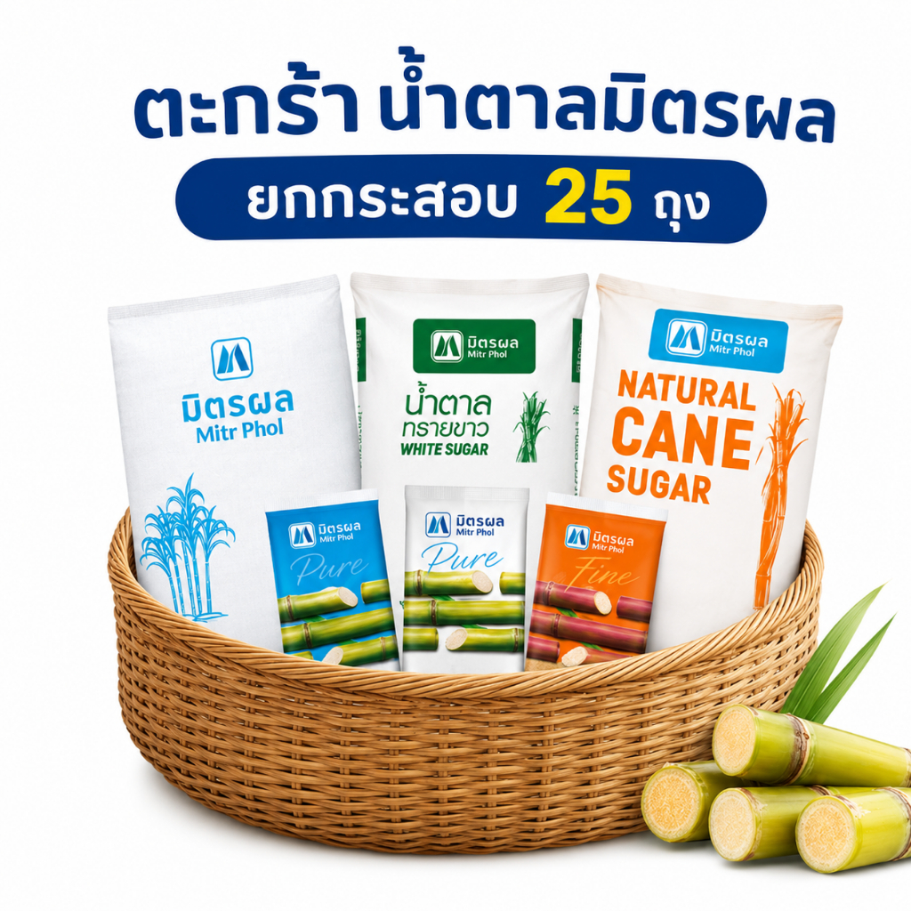 *ยกกระสอบ* ตะกร้ารวมน้ำตาล ตรา มิตรผล ขนาด 1 กก.