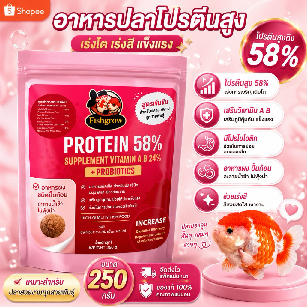 อาหารปลาบอลลูน ชนิดผงปั้นก้อน ขนาด250กรัม