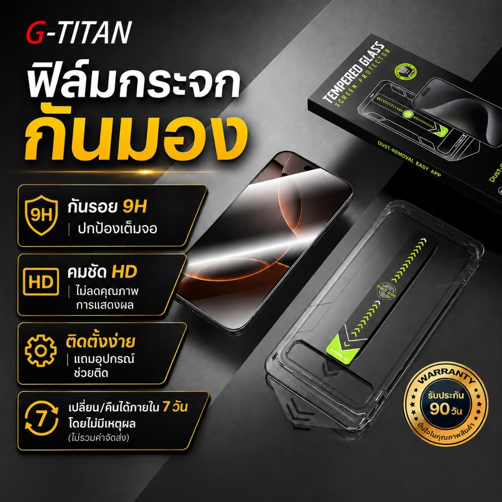 ฟิล์มกันรอยหน้าจอแบบกระจกนิรภัยสำหรับ iPhone รุ่น 17-13 ทุกรุ่น | ป้องกันความเป็นส่วนตัว ป้องกันฝุ่น ความแข็งระดับ 9H ติ
