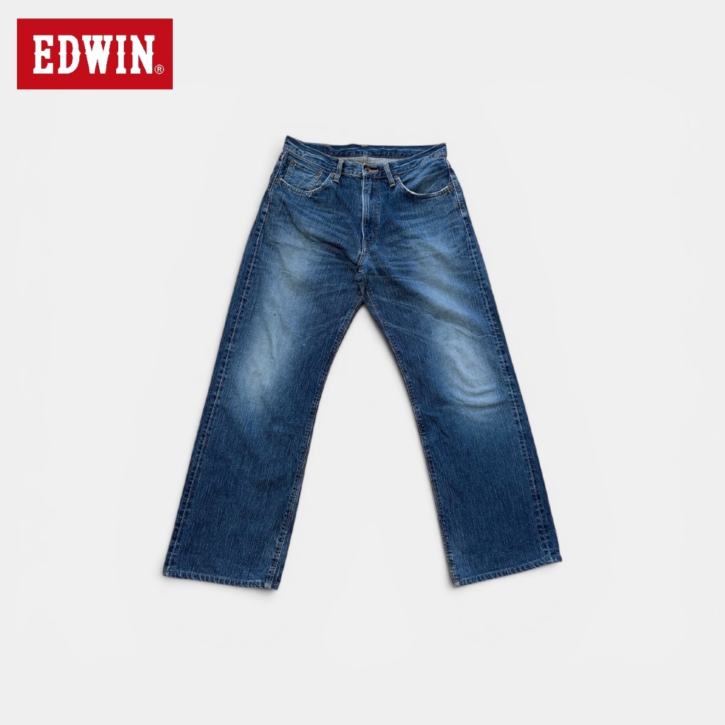 กางเกงยีนส์มือสอง Edwin รุ่น 505z ริมแดง ป้ายส้ม Made in Japan🇯🇵 เอว 32 ยาว 41 ปลาย 9.5 สภาพดี