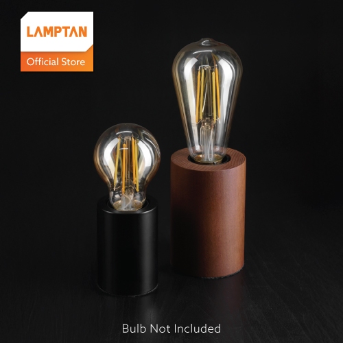 LAMPTAN โคมไฟตกแต่งตั้งโต๊ะขั้วไม้และอลูมิเนียมสีดำ สไตล์วินเทจ ขั้วE27