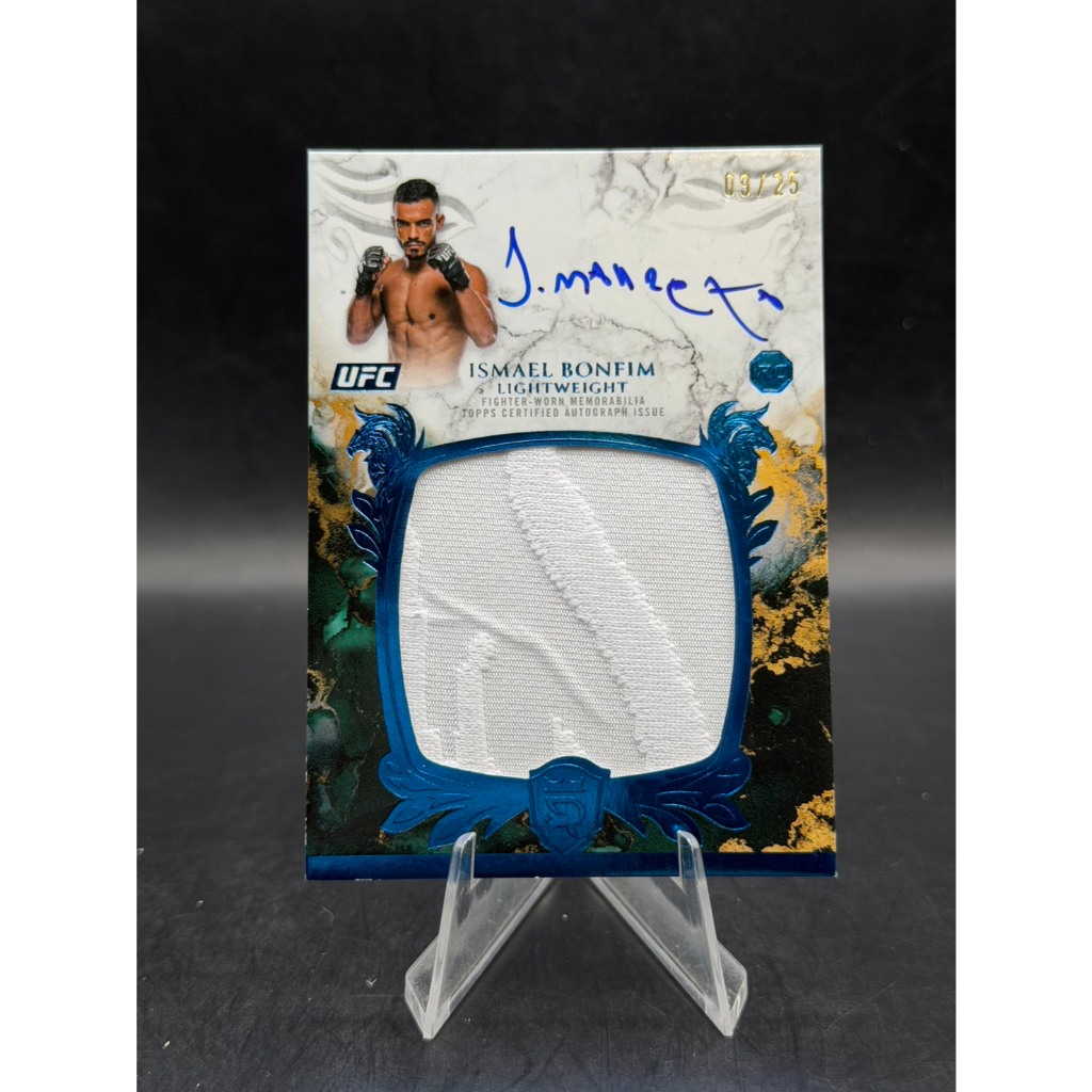 การ์ดรุกกี้ลายเซ็นชิ้นผ้า Ismael Bonfim 2025 Topps Royalty UFC 09/25 (แรร์ RC)