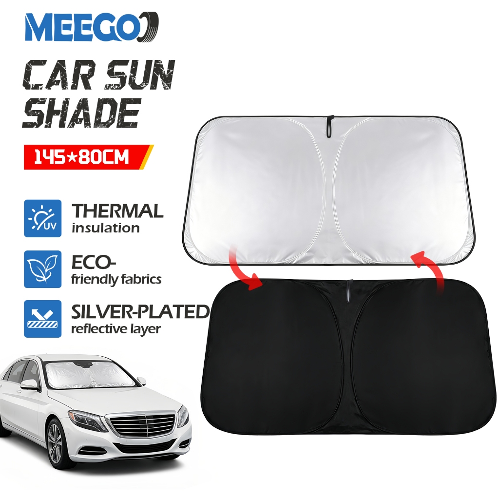 MeeGoo ร่มกันแดดในรถยนต์ ม่านบังแดดรถ ร่มบังแดด รถกันแดด ฉนวนกันความร้อน กันUV แบบพับได้ ที่บังแดด