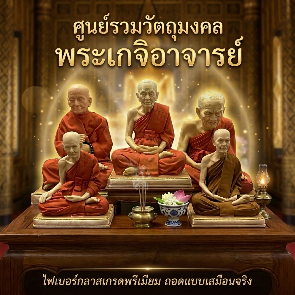 รูปเหมือนพระเกจิ 5 / 9 นิ้ว | หลวงปู่มั่น หลวงปู่ศุข หลวงตาบัว หลวงปู่ทวด สมเด็จโต | ไฟเบอร์กลาสลงสี
