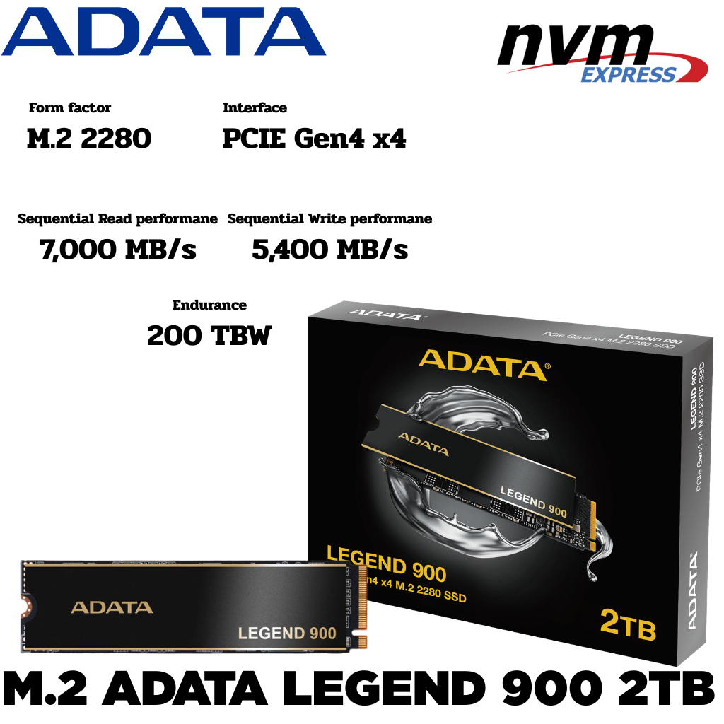 M.2 2 TB SSD (เอสเอสดี) ADATA LEGEND 900 GEN4 4x4/NVMe M.2 2280