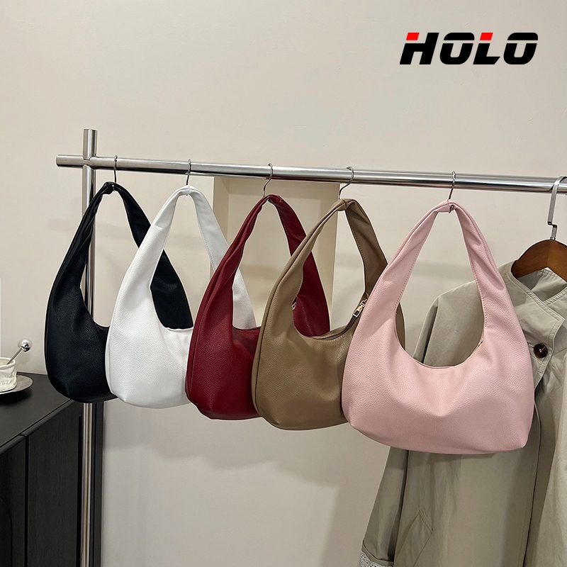 HOLO กระเป๋าถือทรงเรียบง่ายขนาดใหญ่ สไตล์น้อยนิด แบบสะพายข้าง