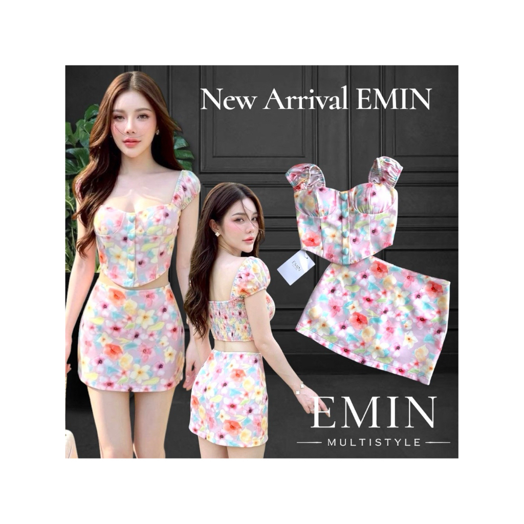 D6 งานป้าย Kittit Set ชุดเซ็ท 3 ชิ้น เสื้อ กระโปรงสั้น เสื้อตัวนอก สำหรับผู้หญิง เสื้อผ้าแฟชั่นผู้หญิง ไซส์ Xs-L