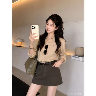 เสื้อเชิ้ตปักลาย lll FreeSize lll IT136 เสื้อเชิ้ต แขนยาว กระดุมหน้า ปักโลโก้ ที่หน้าอก ผ้าไหมอิตาลี