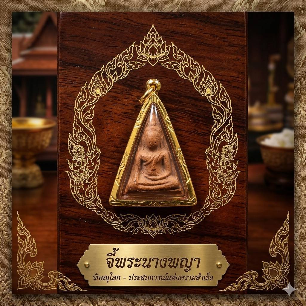 จี้พระนางพญา ผงส้ม กรอบทอง75