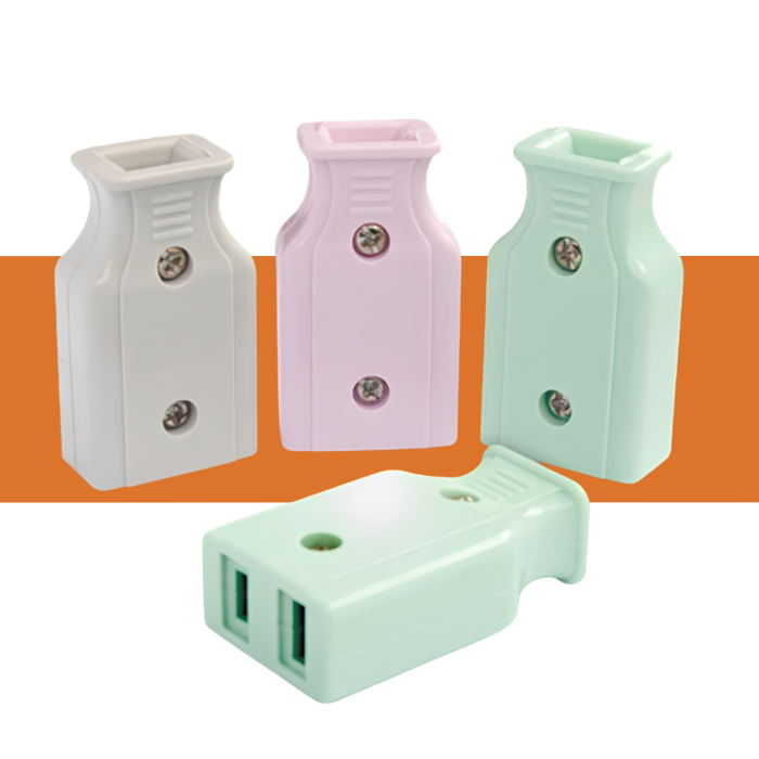 Nanal ปลั๊กตัวเมีย 2 ขาแบน คละสี รุ่น PK-1021 (Pack 3 ชิ้น)