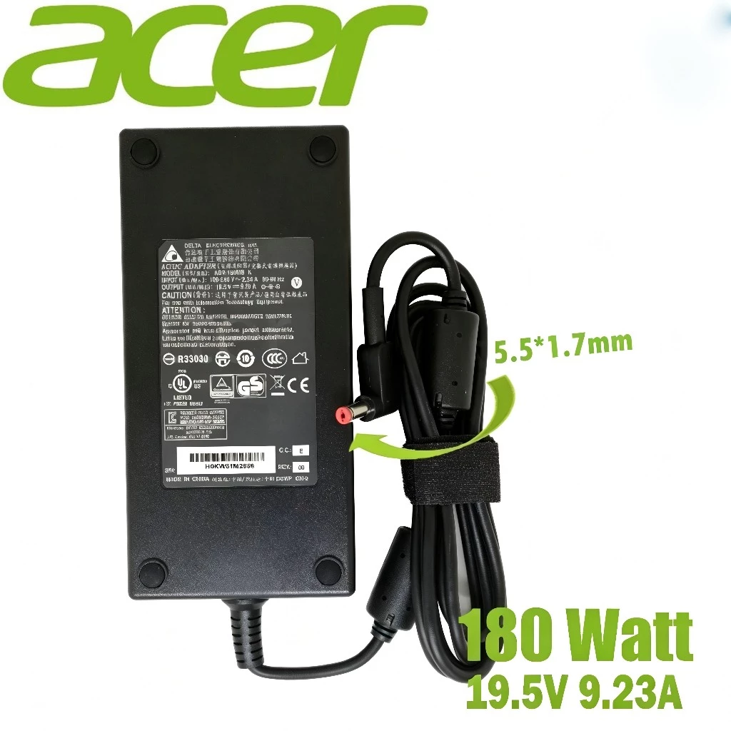 ใช้ได้กับ Acer Adapter Predator Helios 300 PH315-51, G3-571, G3-571 / Nitro 5 AN515-45, AN515-57 180w 5.5 Acer Adapter