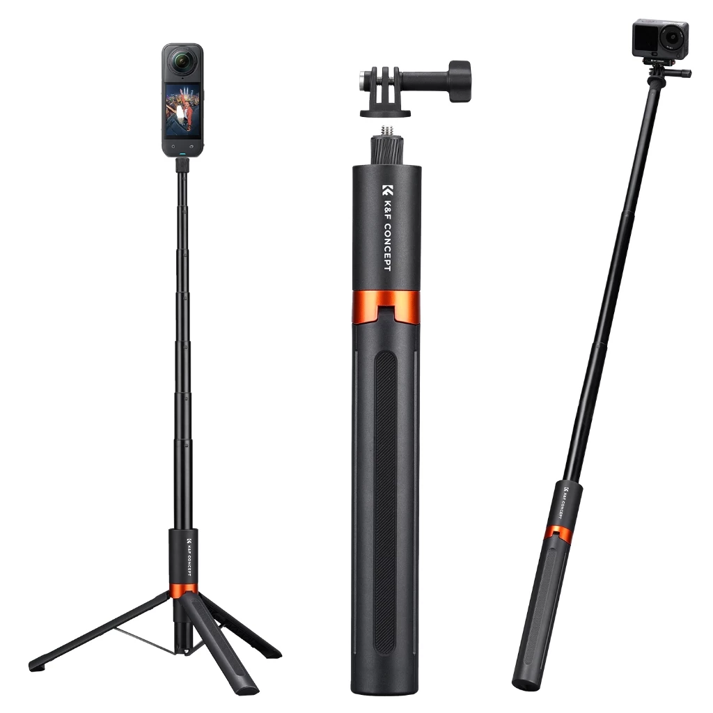 K&F CONCEPT Quick-Release ไม้เซลฟี่ 1.68m tripod Auto-Open&Close for Insta360 X5/OSMO 360/Pocket 3/4 thumbnail 3