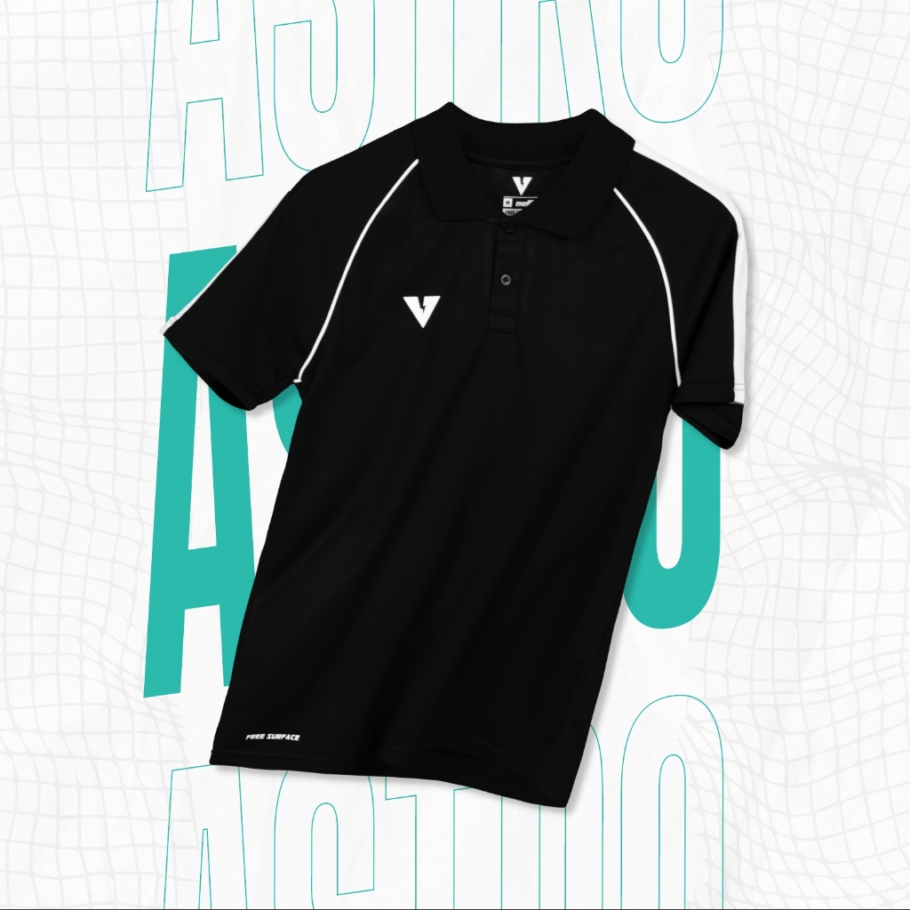 VOLT ASTRO ONE STRIPE BLACK เสื้อโปโล สีดำ สปอร์ต น้ำหนักเบา ระบายอากาศได้ดี