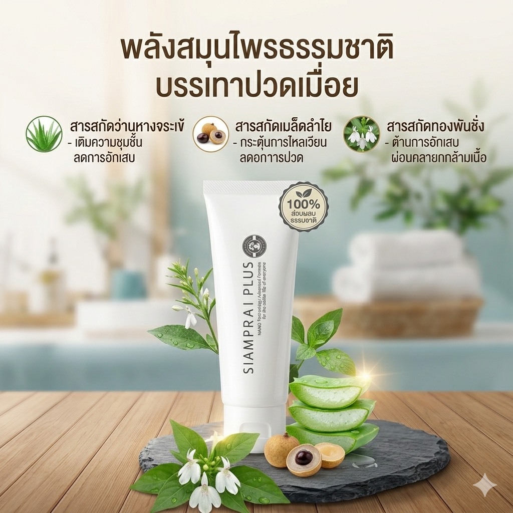 ครีมนวดสมุนไพรสูตรเย็น SIAMPRAI 45 กรัม ผ่อนคลายกล้ามเนื้อ อนุภาคนาโนซึมลึก