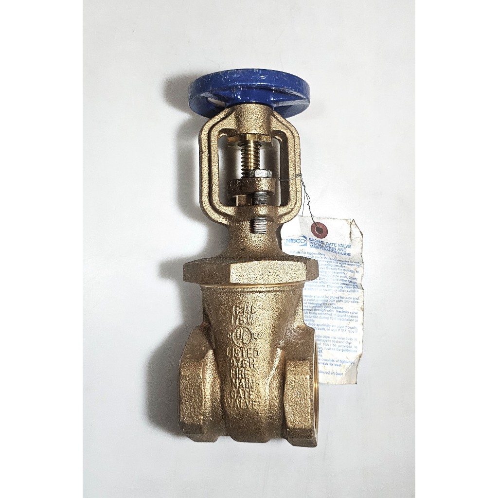 Nibco ประตูน้ำทองเหลือง 1"  Gate vaalve Model T-104-0 UM/FM Rising stem WOG 175 PSI. Thread  สำหรับร
