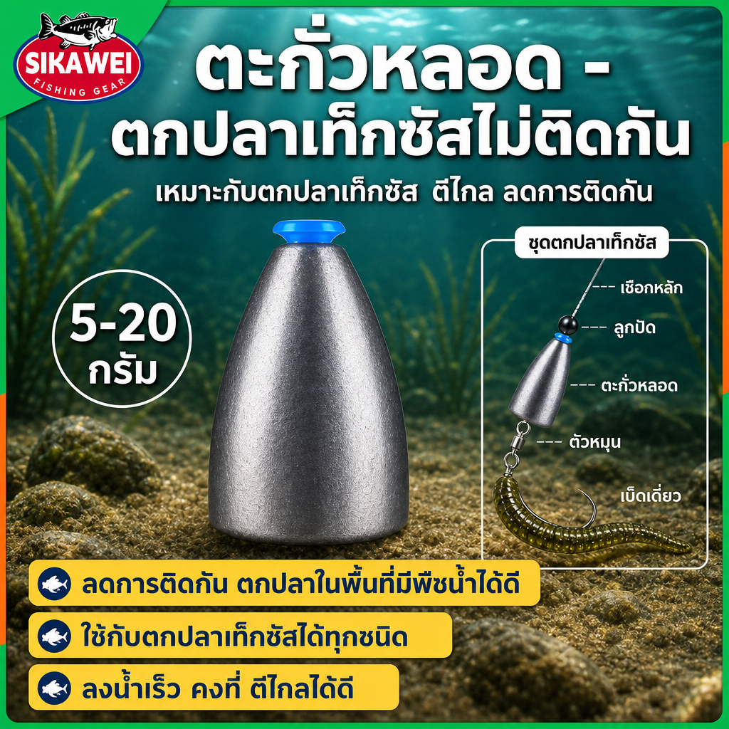 ตะกั่วถ่วงน้ำหนักสำหรับตกปลา 20 ชิ้น น้ำหนัก 5g-20g ทนทานต่อการกัดกร่อน