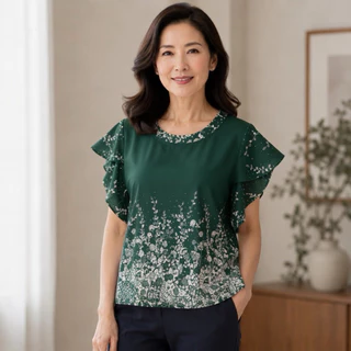 เสื้อแขนกลีบบัวลายเชิง บิ๊กไซส์ อก 48-50นิ้ว ผ้าไหมอิตาลีสวยๆ