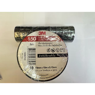 3M (แพ็ค 10 ม้วน) เทปพัน สายไฟ รุ่น Temflex 150/1710 /170 ขนาด 10M สีดำ