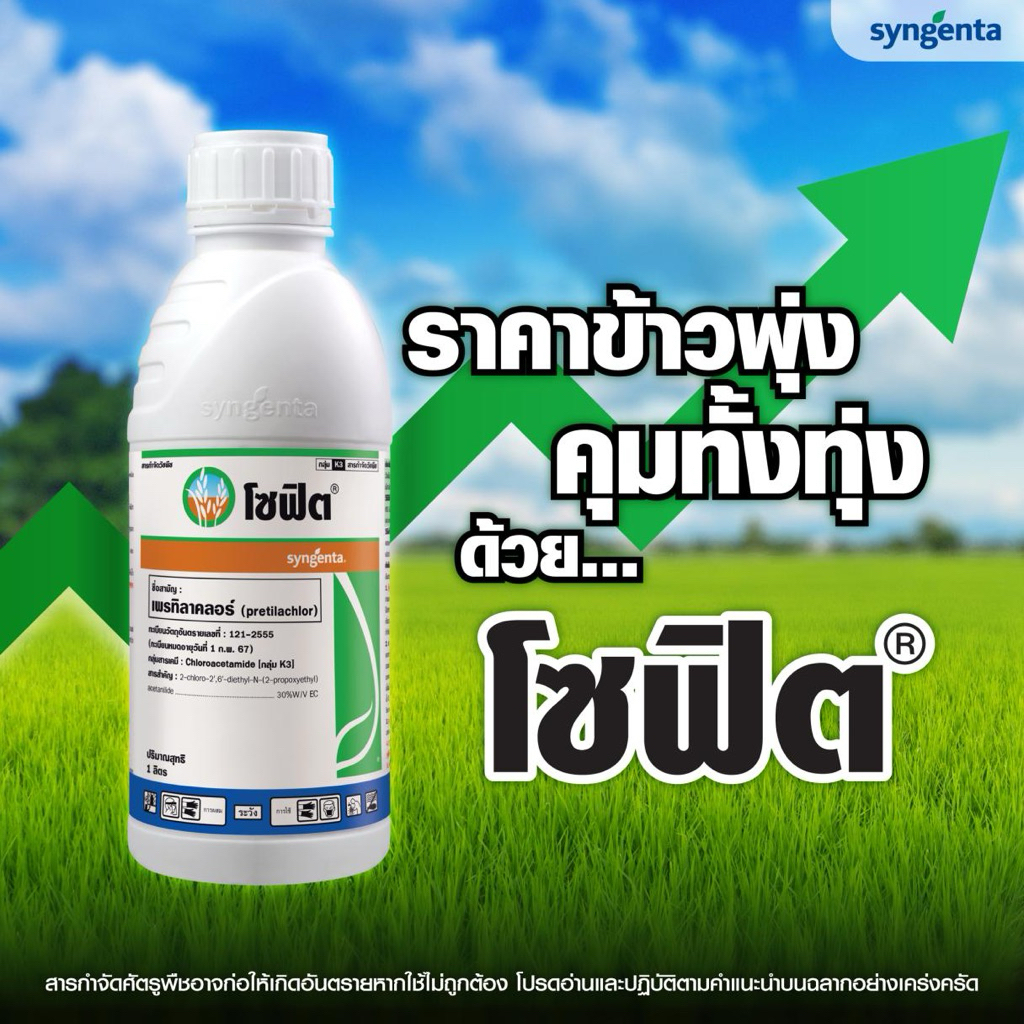 🌾 [ของแท้ 100%] โซฟิต 1 ลิตร ซินเจนทา (Sofit) สารคุมเลน คุมหญ้าในนาข้าว