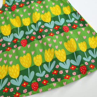 Hania Kids พร้อมส่ง ชุดเดรสกระโปรงสีเขียว ลายดอกไม้ สไตล์เกาหลี ชุดเดรสแฟชั่นเด็กผู้หญิง -K4124991