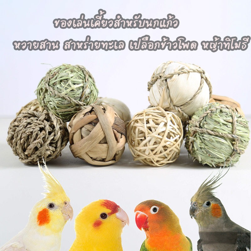 ของเล่นสำหรับนกแก้วเคี้ยว ลับฟัน เพื่อความบันเทิงและการเล่นสนุกด้วยตนเอง ทำจากไม้ไผ่ ไม้แอปเปิ้ล ไผ่หวาน บอลนก นกค็อกคาเ