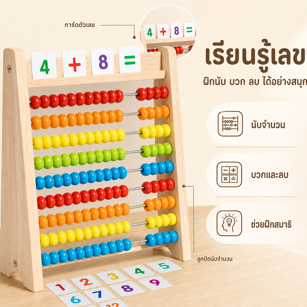 BM ลูกคิดไม้เรียนรู้เลข เด็กหัดบวกลบ เสริมคณิตศาสตร์ GIFT ใช้ในโรงเรียนอนุบาลและประถม ฝึกคิดเลขในใจ