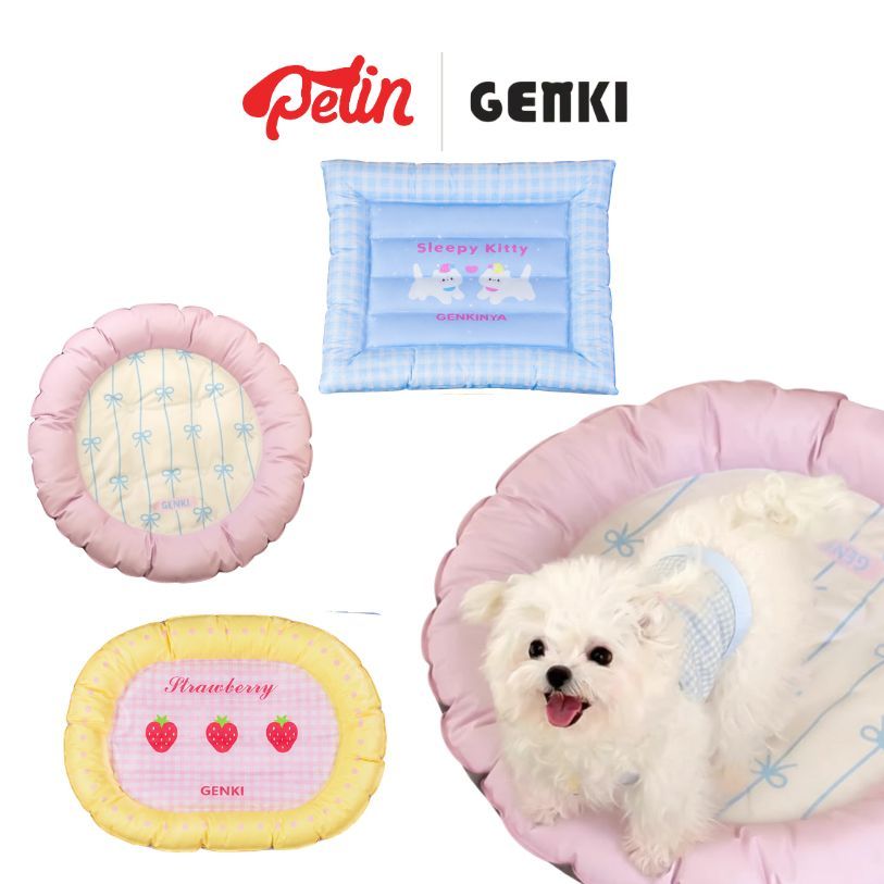 Genki เบาะเย็นแมว สไตล์เกาหลี ที่นอนแมว สุนัข ใช้ได้ทั้งหมาแมว นุ่ม ไม่ติดขน เบาะนอนแมว เตียงแมว