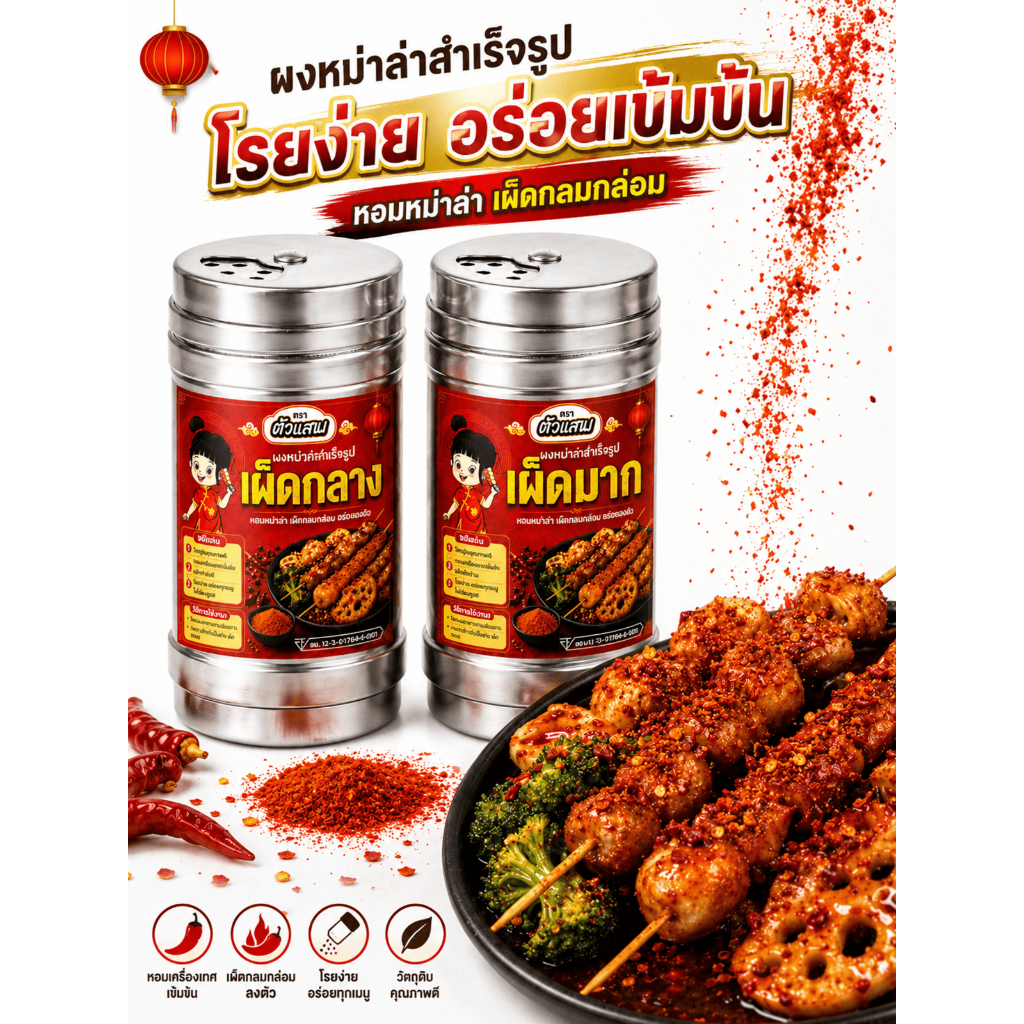 ตัวแสบ กระปุกสแตนเลสโรยผงหม่าล่า