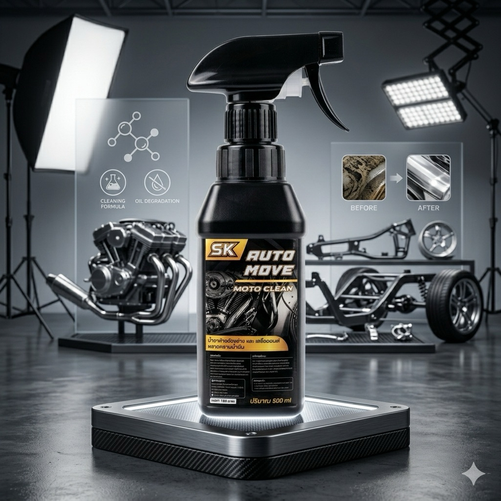 Auto Move(Moto Clean) น้ำยาล้างเครื่อง ช่วงล่างรถมอเตอร์ไซต์ สลายคราบน้ำมัน ไม่กัดสี ท่อและสายไฟ