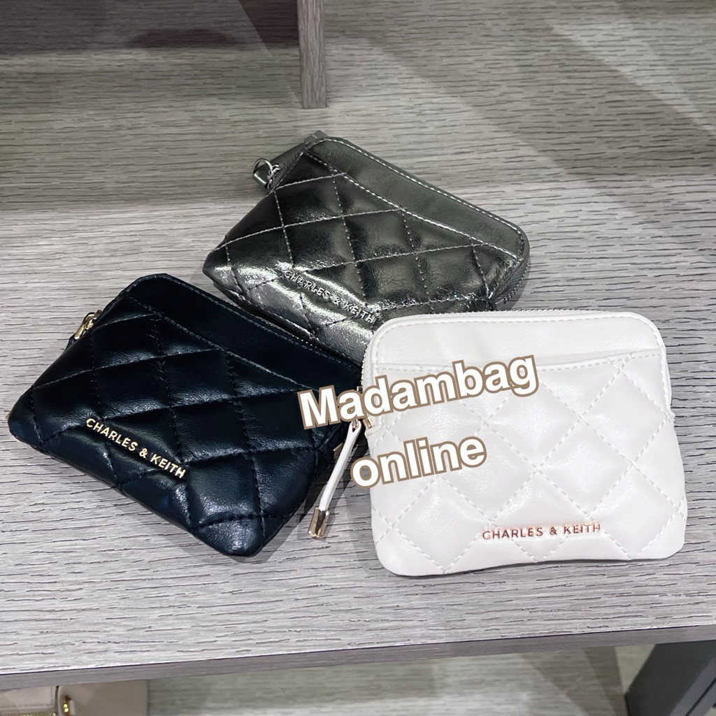 Charles & Keith Alva/ Duo Quilted Card Holder กระเป๋าสตางค์ใบสั้น กระเป๋าใส่บัตร แท้จากช็อป