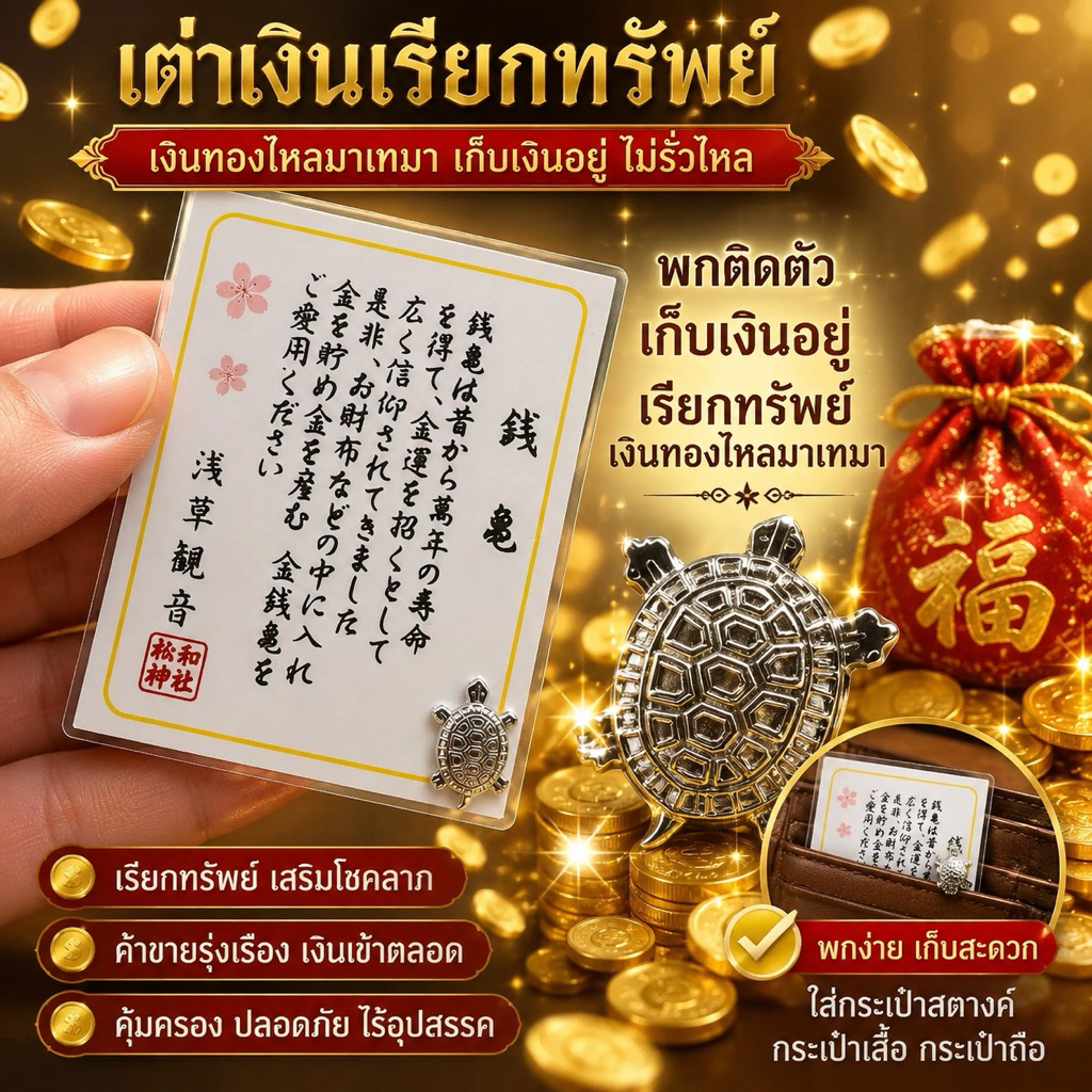 เต่ามงคลเรียกทรัพย์💰พกติดตัว ใส่กระเป๋าสตางค์ ช่วยเสริมโชคลาภ โชคการเงินไหลมาเทมา เก็บเงินอยู่
