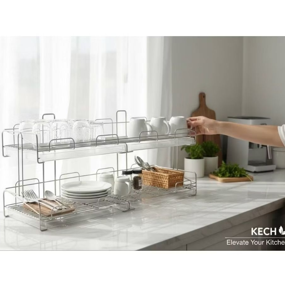 Kech ชั้นคว่ำถ้วยแก้ว 2 ชั้น (แบบเรียบ) ขนาด64ซม.  แท้100%
