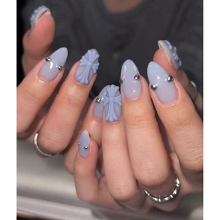 Chrome🖤 Cross nail set (ส่งด่วนจะได้รอบส่งวันถัดไป เนื่องจากเป็นสินค้าทำใหม่ทุกชิ้นครับ)