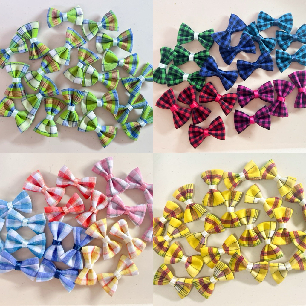 โบว์ผ้าจิ๋วลายสก็อต 2-3 cm 20 ชิ้น ชุด 1