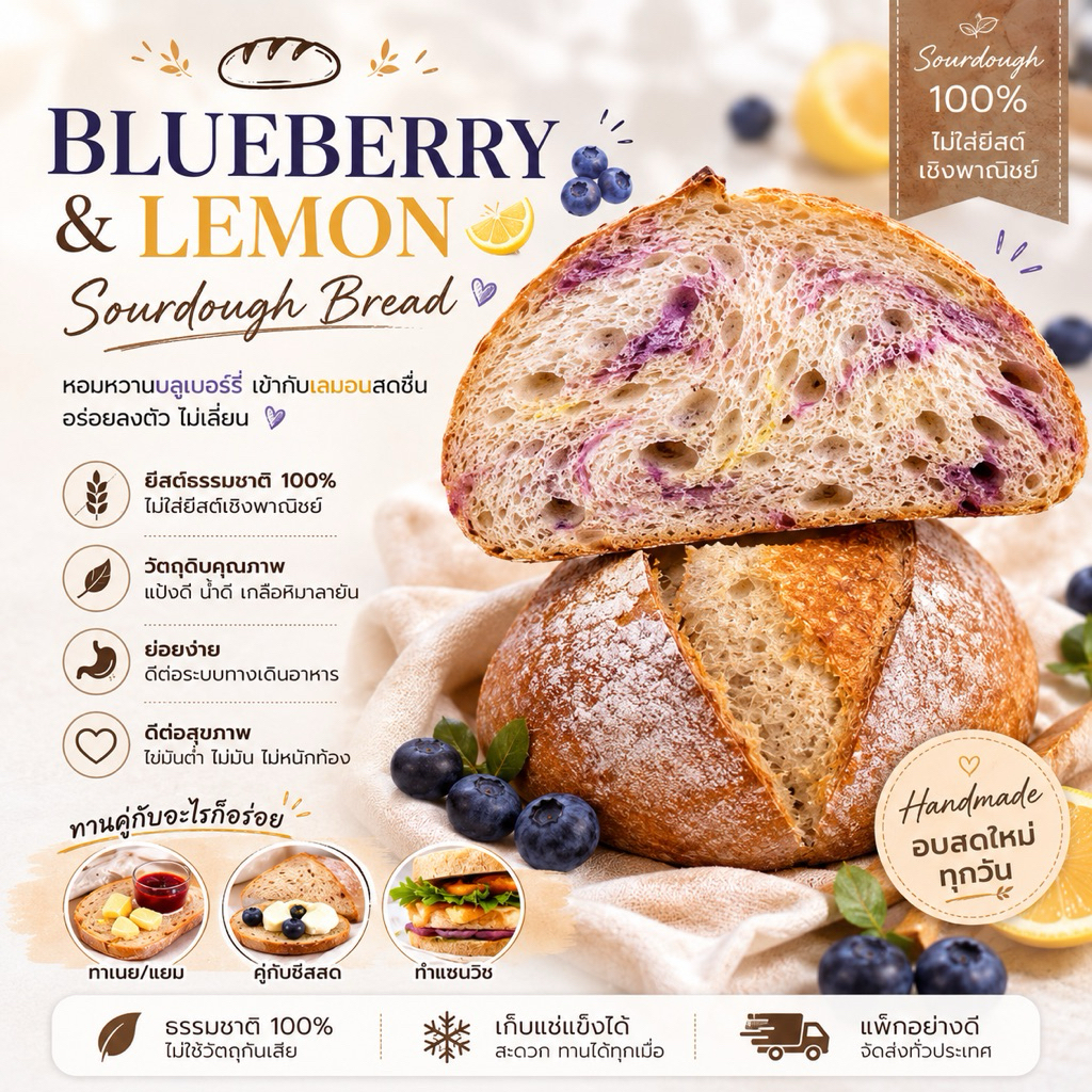 พรีออเดอร์ sourdough blueberry&lemon🫐🍋