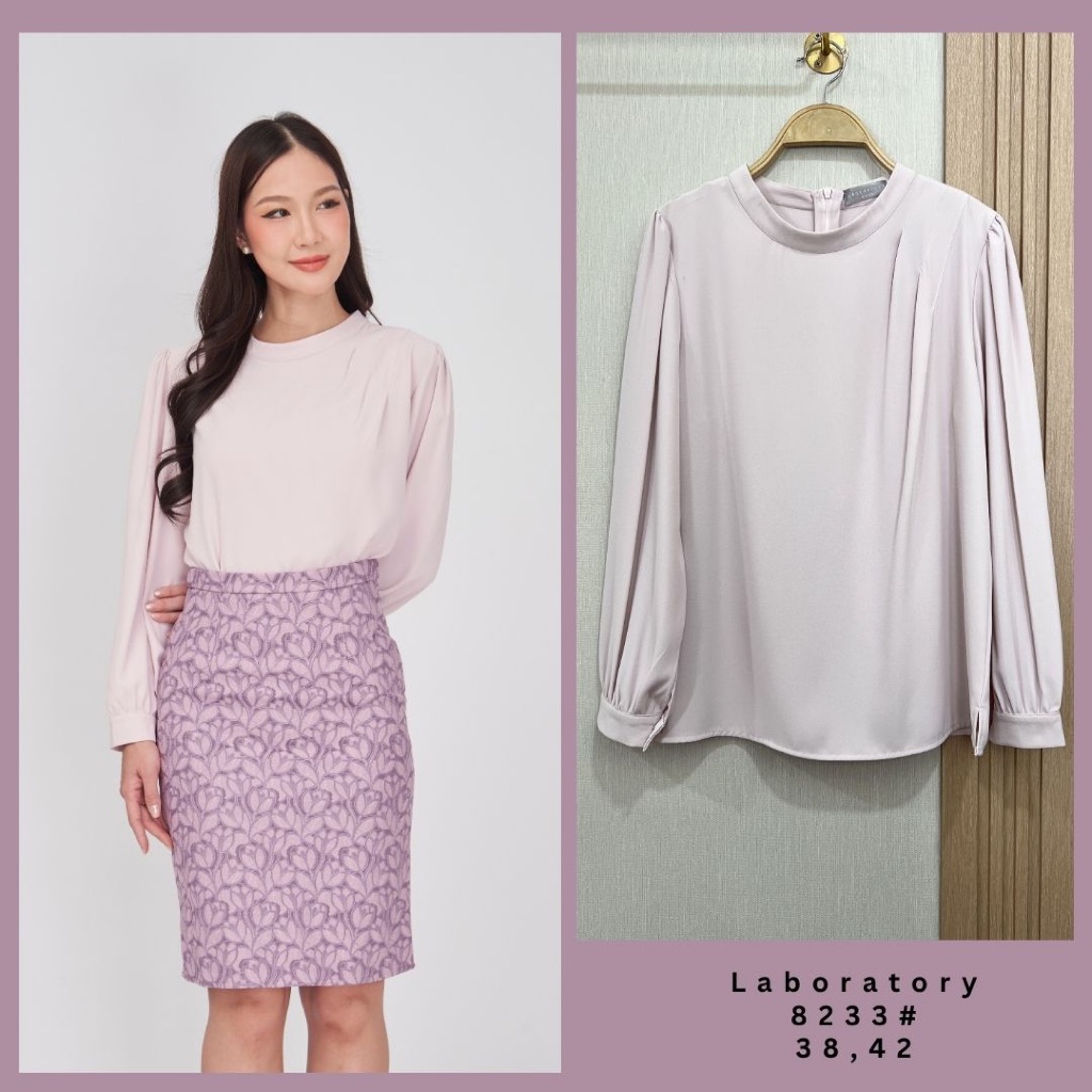 Laboratory 8233 เสื้อคอกลมจับเดรปไหล่ แขนยาว มีไซส์38 รูปที่ 3