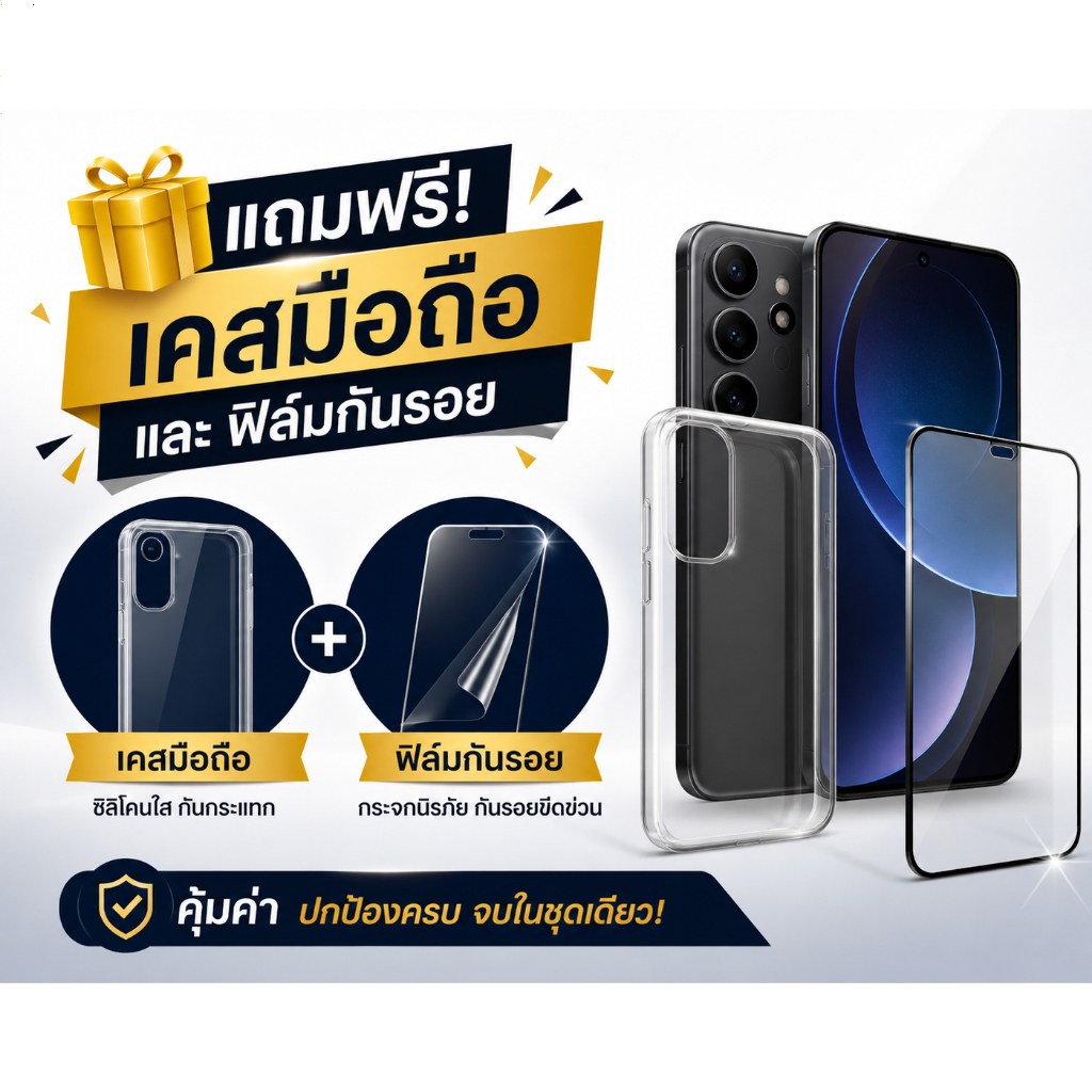 เคสโทรศัพท์และฟิล์มกันรอยหน้าจอแถมฟรี