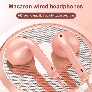U19 หูฟัง Macaron สี 3.5 มม. หูฟังแบบมีสายพร้อมไมโครโฟนสำหรับมือถือ for androids หูฟังสเตอริโอเบสสูง หูฟังแบบมีสาย HiFi