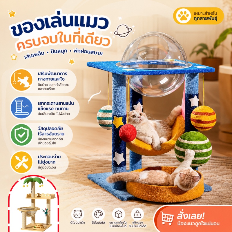 คอนโดแมว บ้านแมว โดมแมว รูปแบบของดวงดาว  เดินทางรอบอวกาศ  ประกอบง่าย