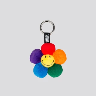 SMILEY® FLUFFY RAINBOW DAISY KEYRING