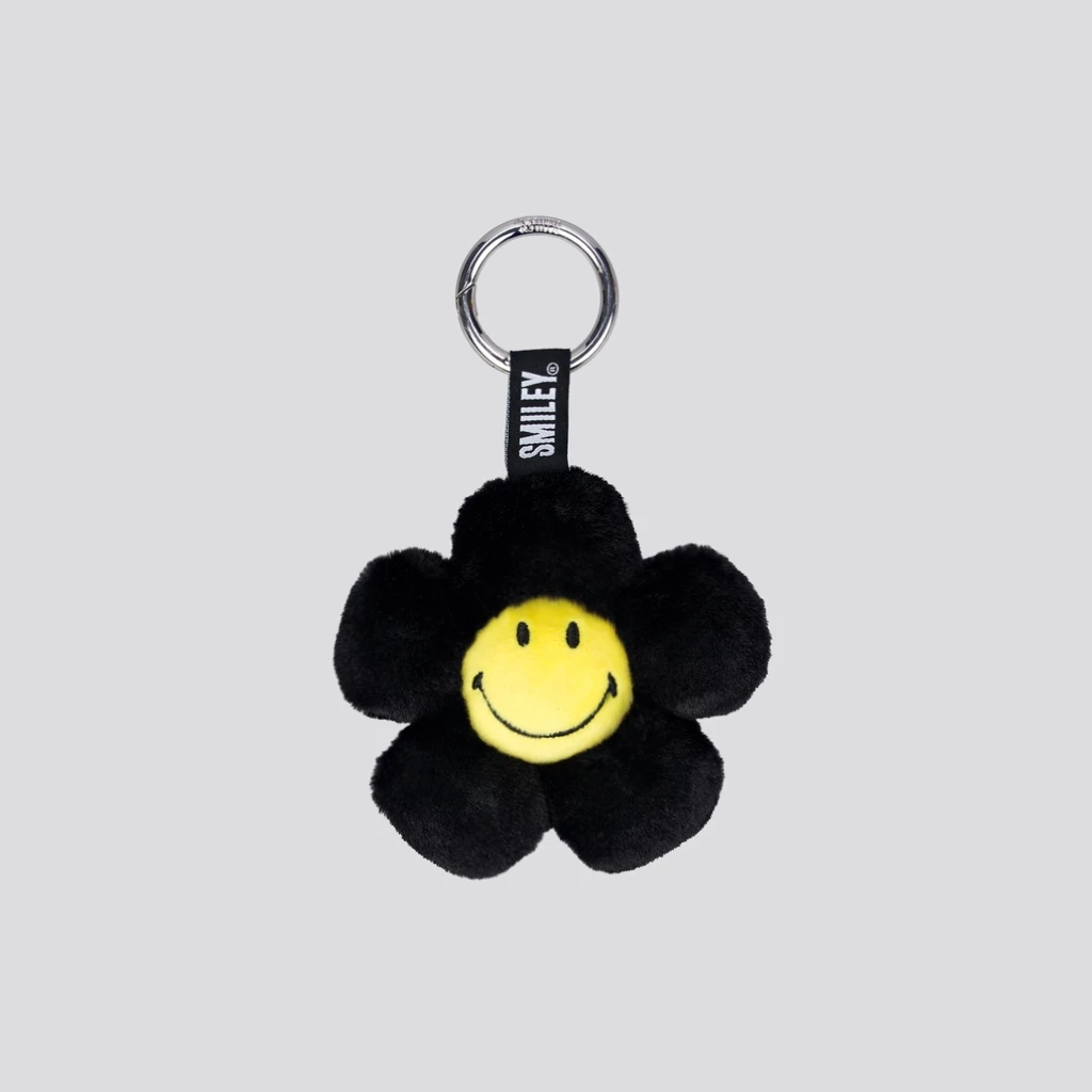SMILEY® FLUFFY BLACK DAISY KEYRING