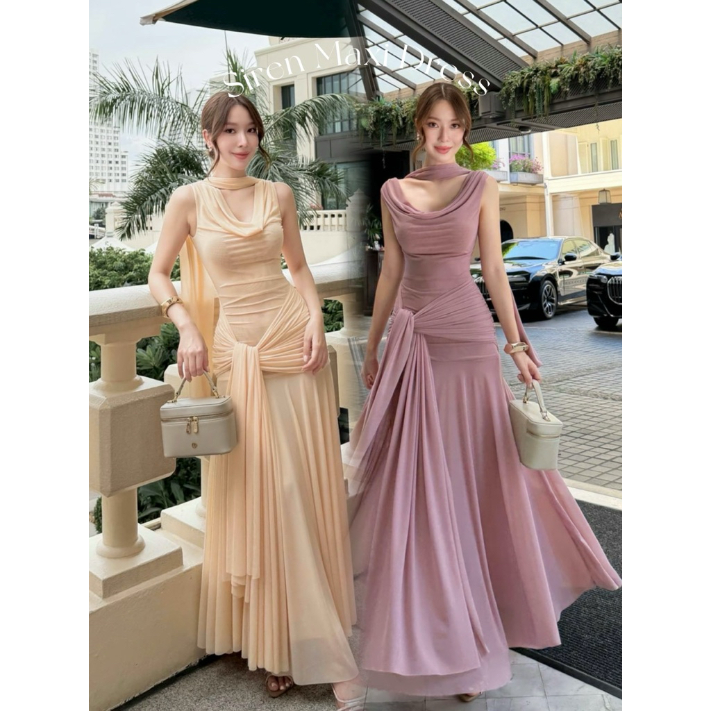 Beige / Mauve Siren Maxi Dress