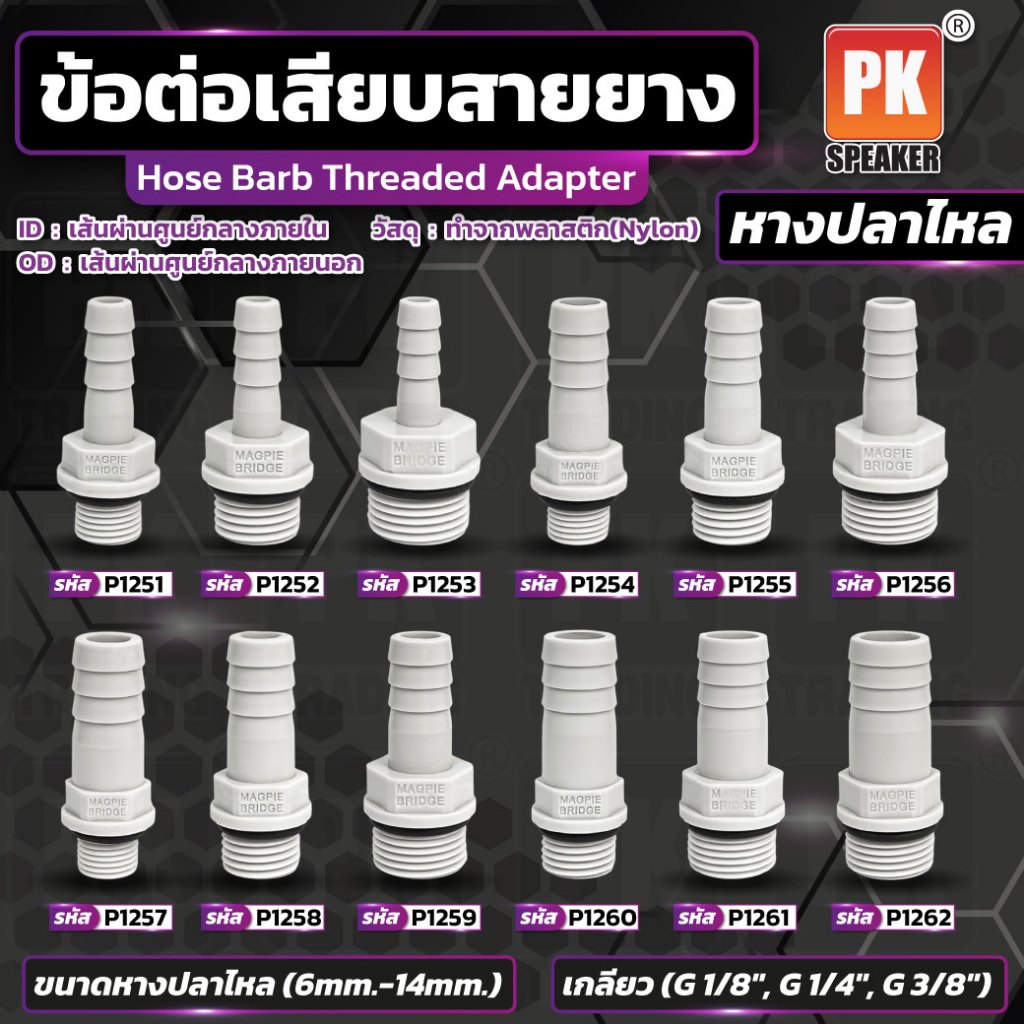 ข้อต่อเกลียวนอกออกหางปลาไหล พร้อมซีลกันรั่ว ราคาต่อ1ชิ้น