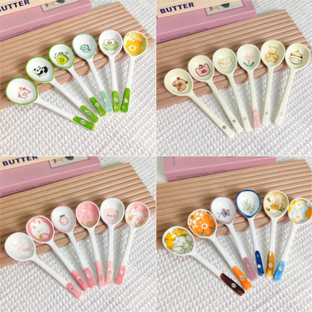 ช้อนเซรามิค ลายน่ารัก ด้ามยาว ช้อนซุป CH0595 💖โปรดอ่านรายละเอียดสินค้าก่อนสั่งซื้อค่ะ💖