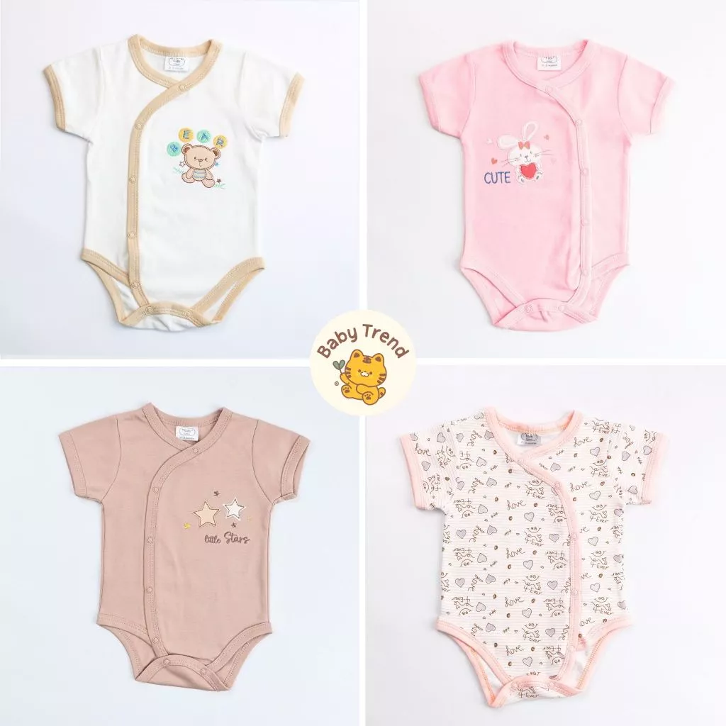 Kids Center ชุดบอดี้สูทเด็กแรกเกิด 0-9 เดือน Bodysuit ขาเว้ากระดุมสแน๊ปหน้า ลายน่ารัก ผ้าคอตตอน 100%