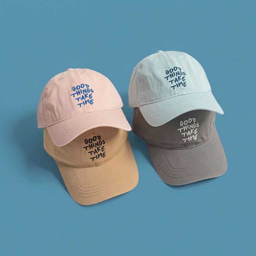 หมวกแก๊ปปัก GOOD THINGS TAKE TIME หมวกเบสบอล Unisex 6 สี ปรับขนาดได้