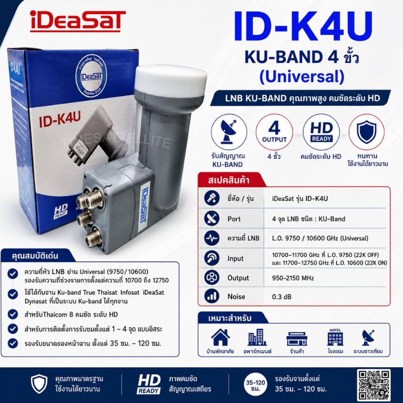 LNB KU 4 OuT iDeaSaT หัวรับสัญญาณดาวเทียม 4 จุดอิสระ รุ่น ID-K4U