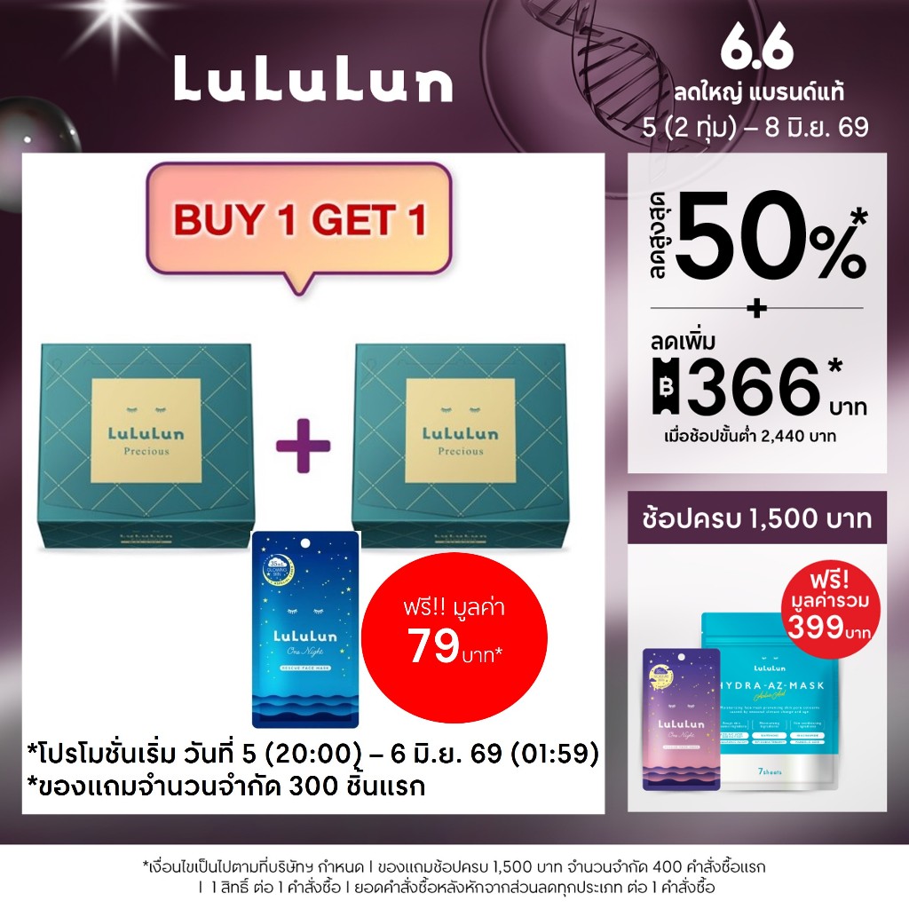 (ซื้อ 1 แถม 1) LuLuLun Precious Balance Face Mask (แพ็ค 32 แผ่น) ลูลูลูน แผ่นมาสก์หน้า สูตรปรับสมดุลผิว ลดริ้วรอย