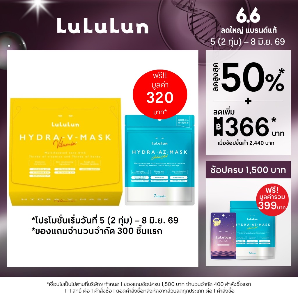(แพ็ค 28 แผ่น) LuLuLun Hydra V Face Mask ลูลูลูน แผ่นมาสก์หน้า สูตรเข้มข้น เพิ่มความชุ่มชื้น กระจ่างใส แลดูอ่อนเยาว์